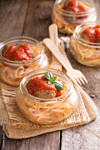 Spaghetti with meatballs and tomato sauce