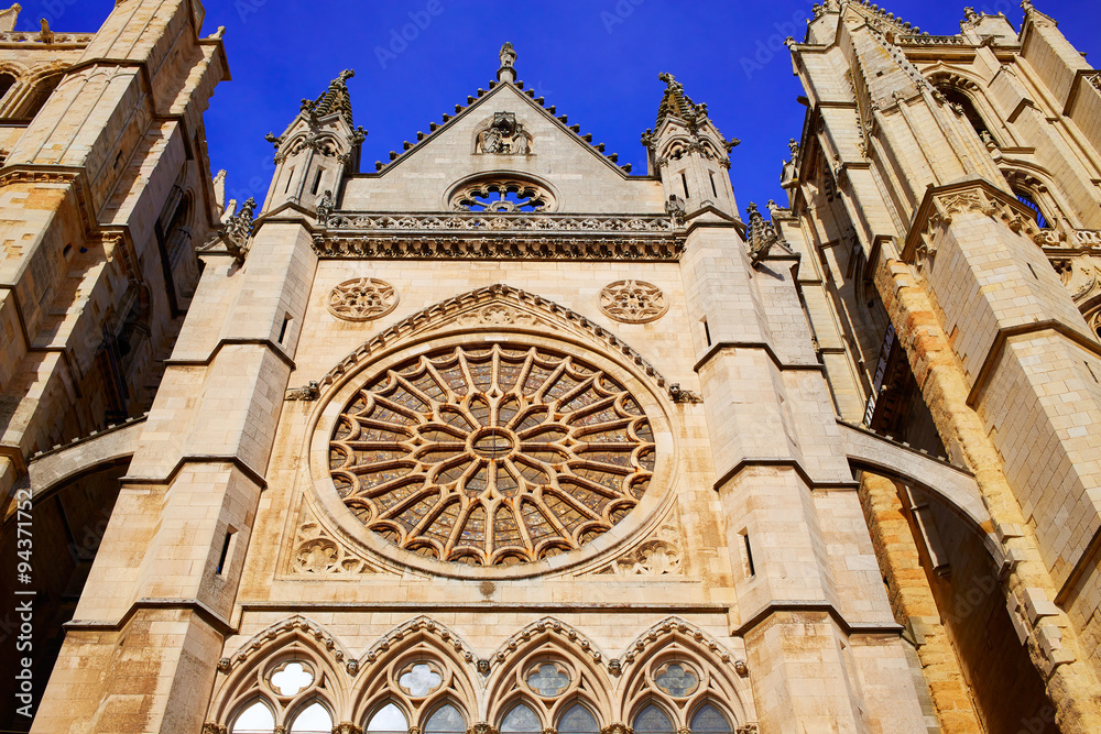 Obraz premium Cathedral of Leon gothic Rosette in Castilla