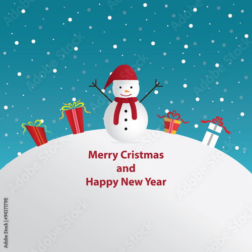 snowman merry christmas and happy new year