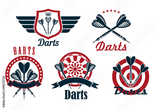 Darts game sporting emblems and icons