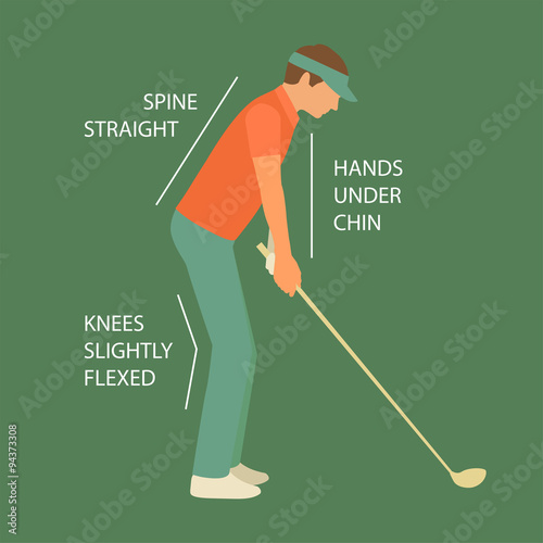 golf sport club, vector golfer man, course illustration, 
