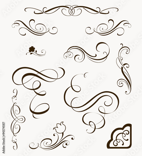 Set of calligrafic decorative elements for your design photo