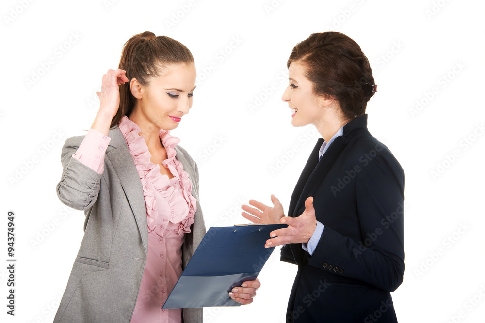 Businesswoman disagree with her friend idea. Businesswoman disagree with her friend idea.