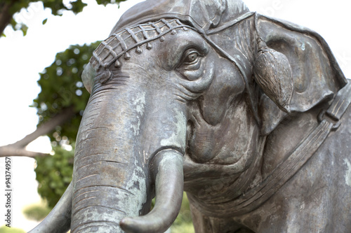 Elephant standing in front of the buddhist temple