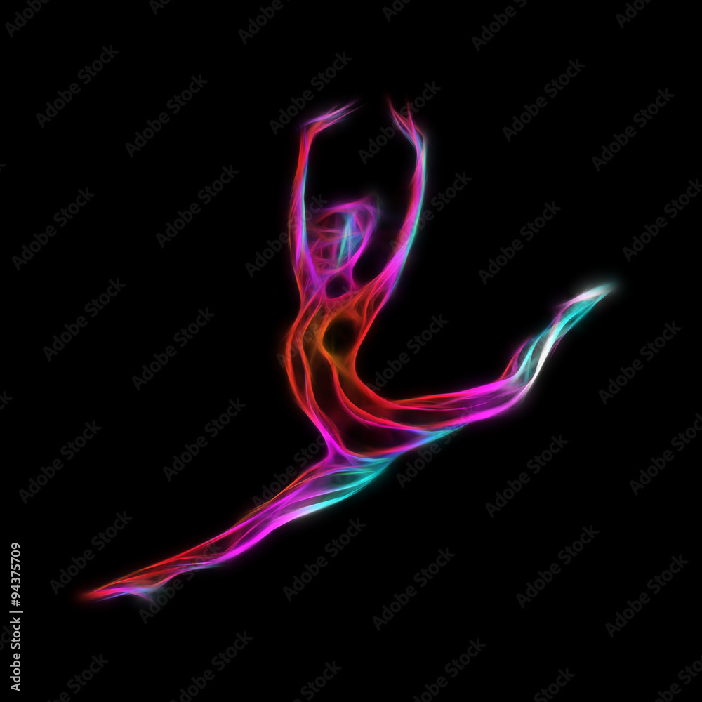 Creative silhouette of gymnastic girl. Art gymnastics Creative silhouette of gymnastic girl. Art gymnastics