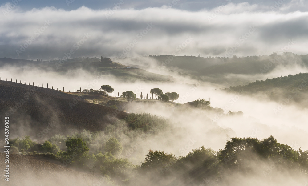foggy morning in the Tuscan hills