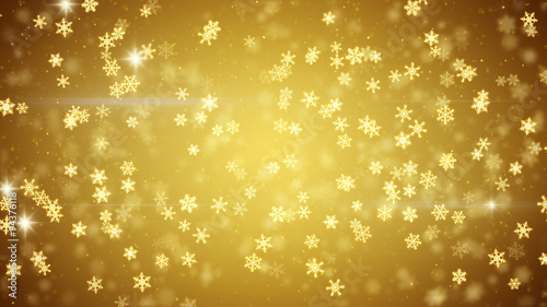golden christmas snowfall glowing snowflakes