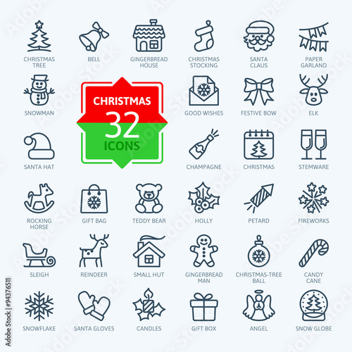 Outline icon collection - Christmas set