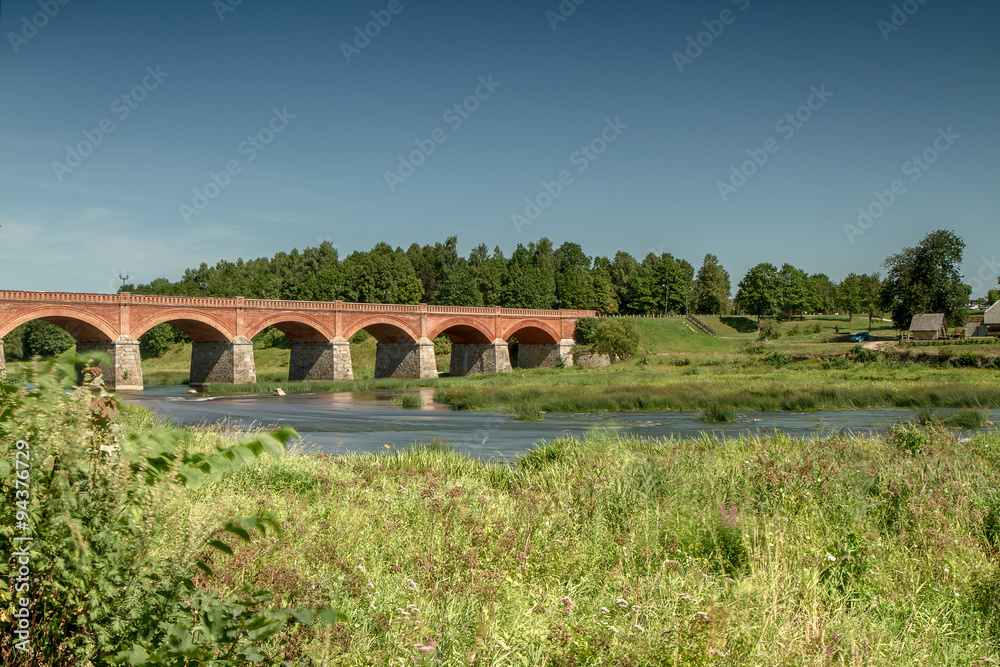 The bridge over the river in Latvia