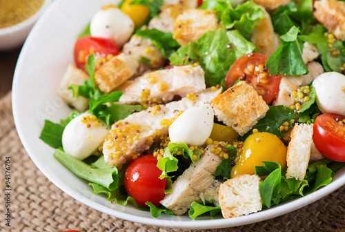 Salad with chicken, mozzarella and cherry tomatoes