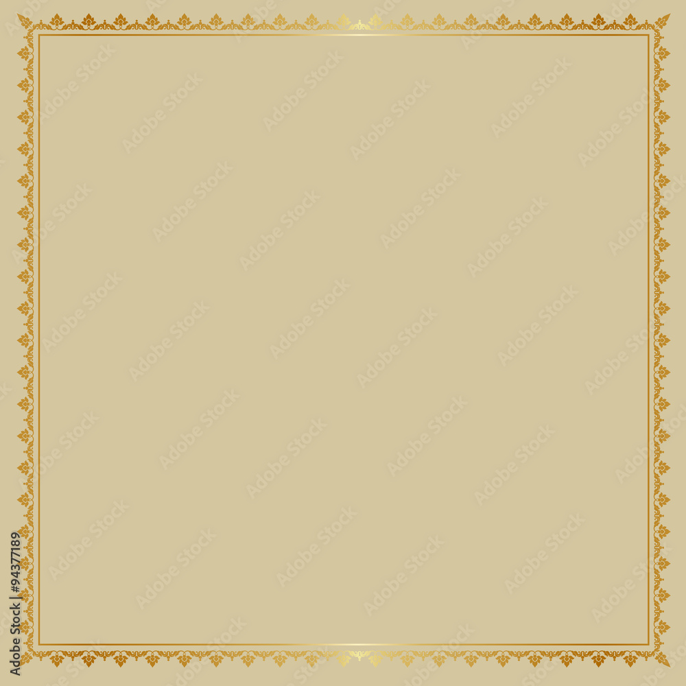 Golden frame on a beige Golden frame on a beige