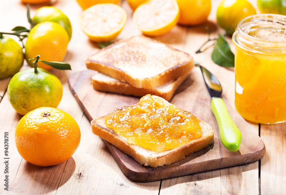 toast with orange mandarin marmalade with fresh fruits toast with orange mandarin marmalade with fresh fruits
