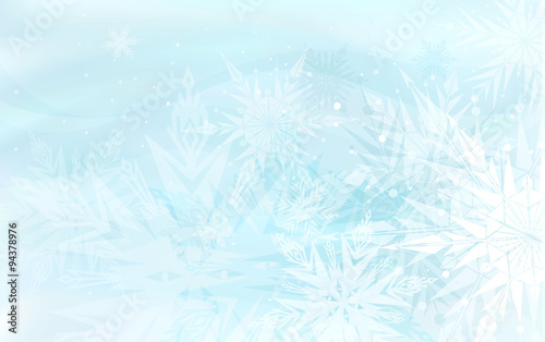 Beautiful blue winter background with snowflakes