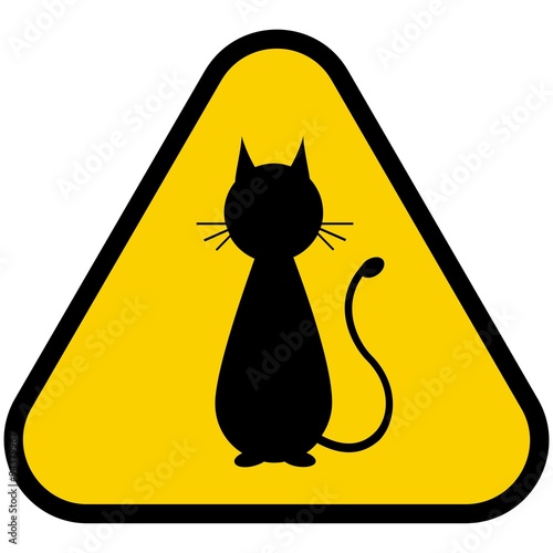 beware cat crossing traffic sign