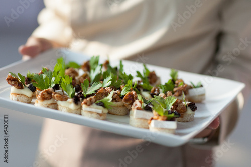 Food was prepared for the wedding dinner.