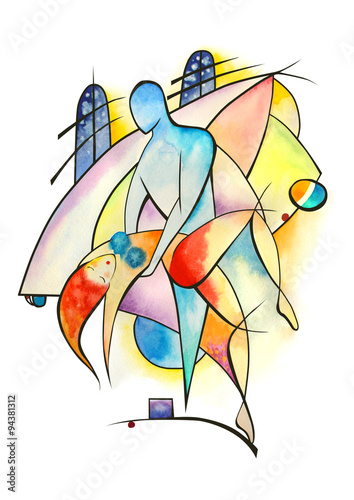 Dancing couple in abstract style