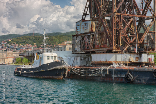Old crane in port in Trieste,Italy