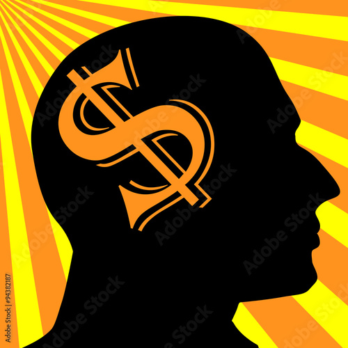 Man silhouette vector.Dollar symbol business concept