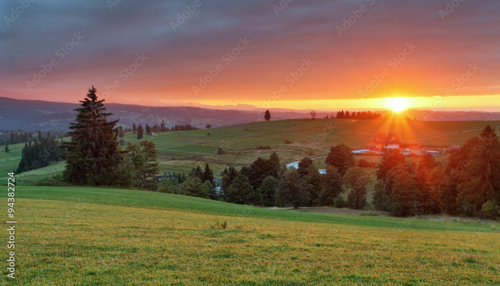 Fototapeta premium Panorama of Tatra Mountains in spring time, Poland