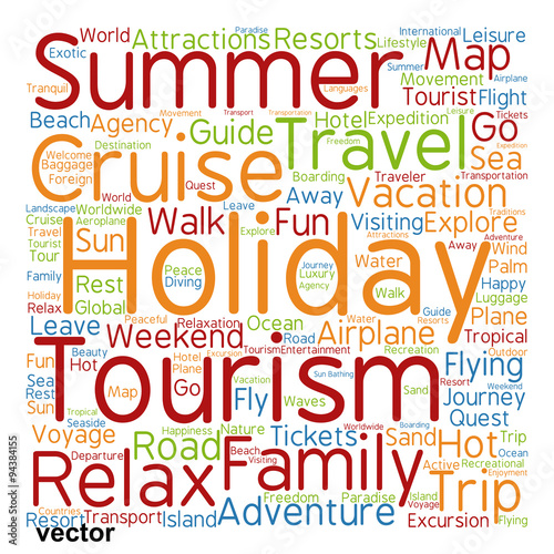 Vector conceptual tourism or travel  word cloud