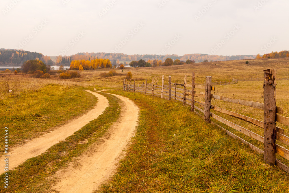 Country road at fall season