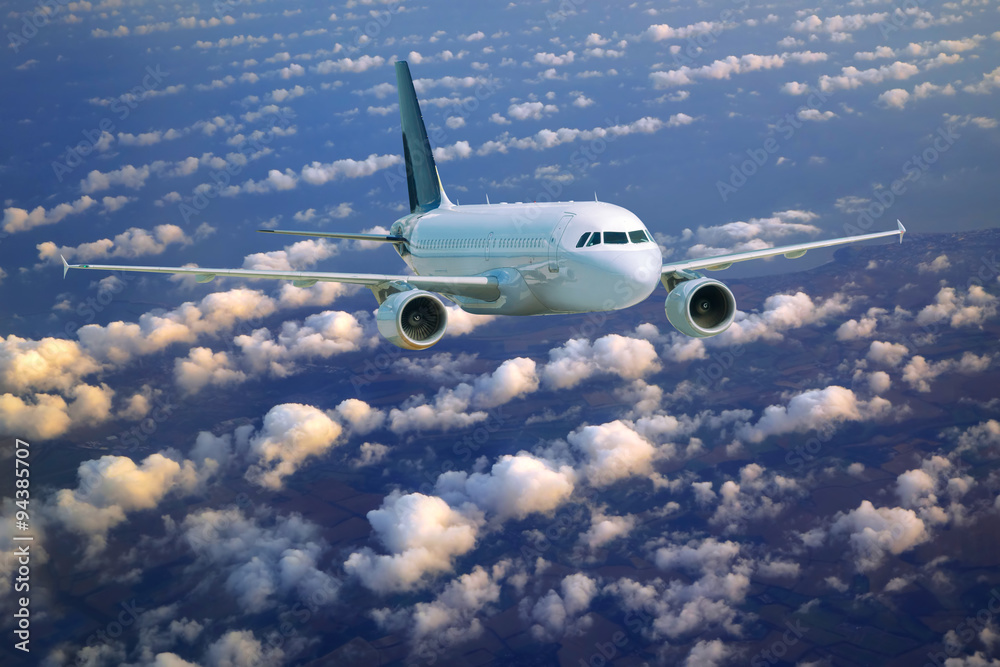 Obraz premium Airplane in the sky against cloudy