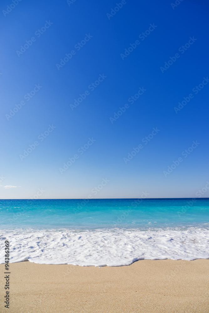 Beautiful summer white Porto Katsiki beach on Ionian Sea Lefkada