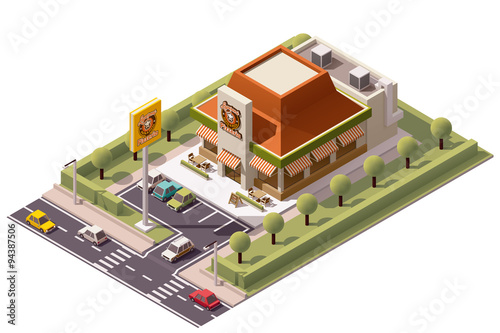 Vector isometric pizzeria