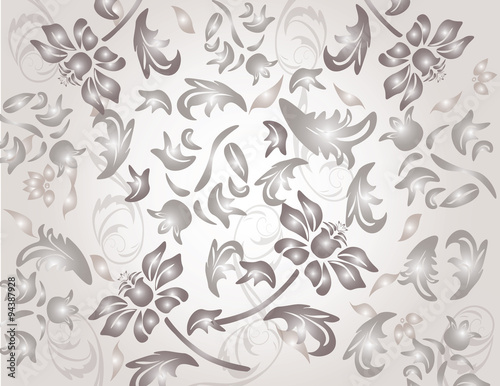 Classic shinny flower ornament pattern in beige background. Vector