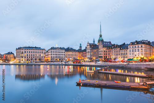 View of Stockholm old town at dusk
