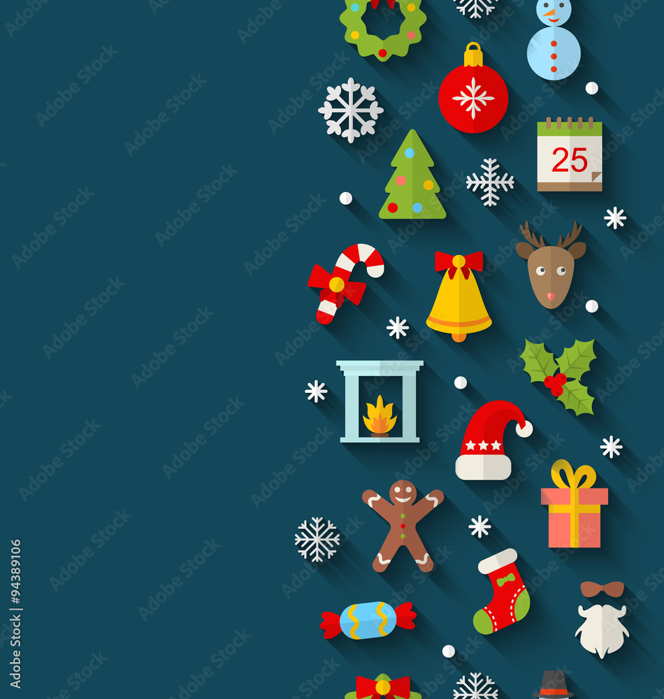 Christmas Flat Icons with Long Shadows Christmas Flat Icons with Long Shadows