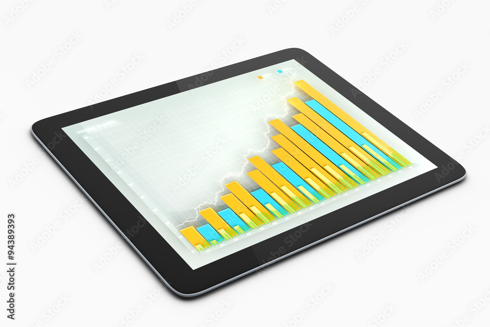 Business chart on tablet screen Business chart on tablet screen