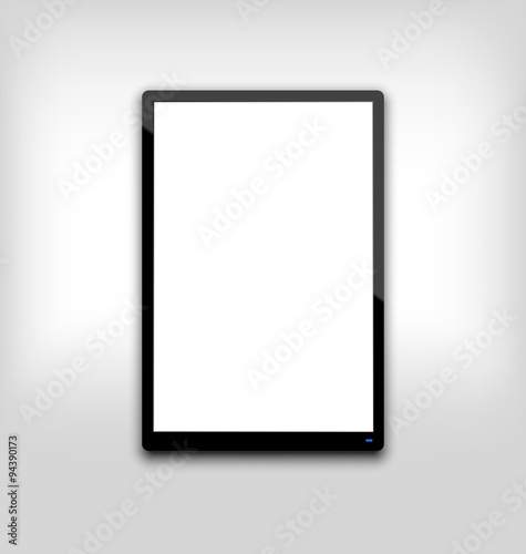 Illustration  black tablet pc computer blank white screen with l
