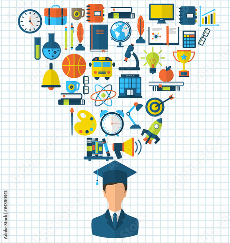 Education Flat Colorful Icons