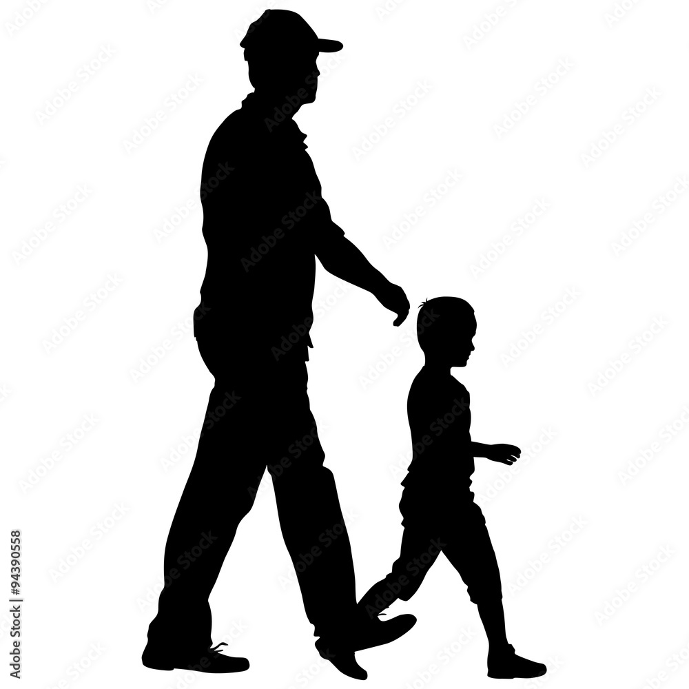 Silhouettes Family on white background. Vector 
