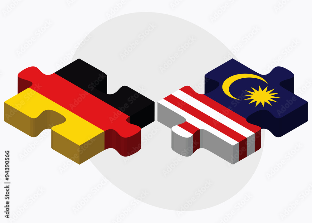 Germany and Malaysia Flags Adobe Stock