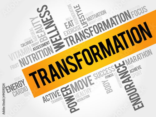 TRANSFORMATION word cloud, fitness, sport, health concept