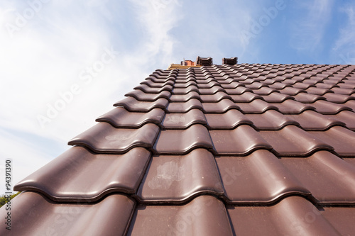 New natural red tile on a roof