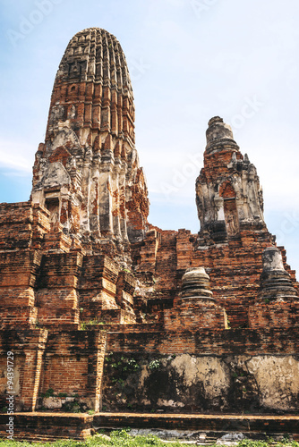 Old Temple Wat Mahathat of Ayutthaya Historical Park  Thailand