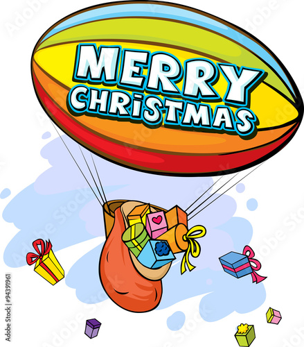 airship full of gifts - vector illustration