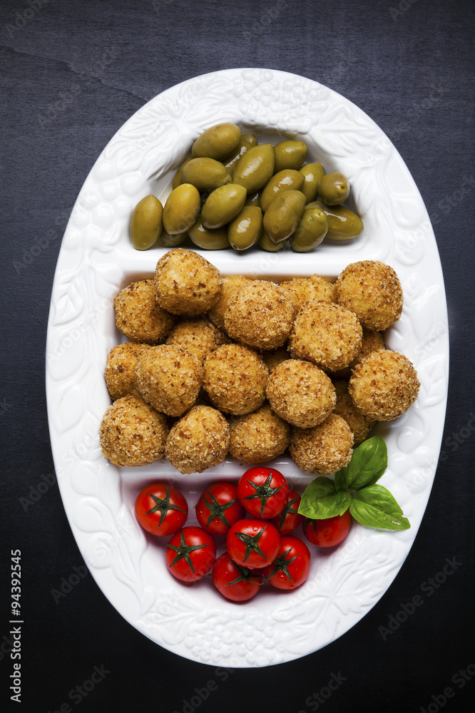healthy italian appetizer with risotto balls arancini , green ol healthy italian appetizer with risotto balls arancini , green ol