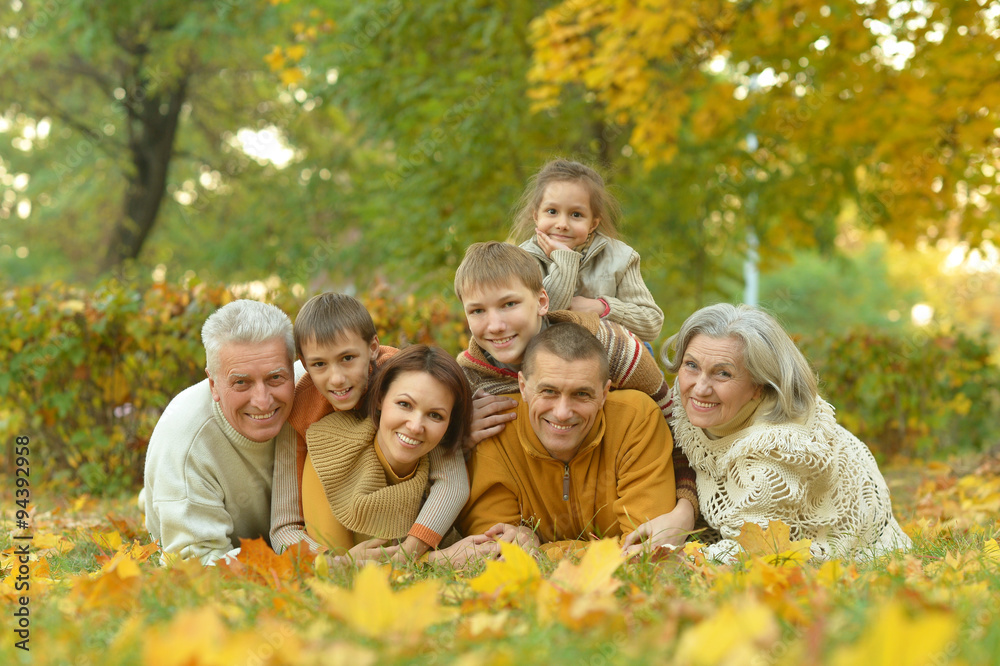 Family relaxing in autumn park Family relaxing in autumn park