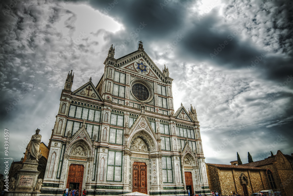 Santa Croce cathedral and Dante Alighieri statue Santa Croce cathedral and Dante Alighieri statue