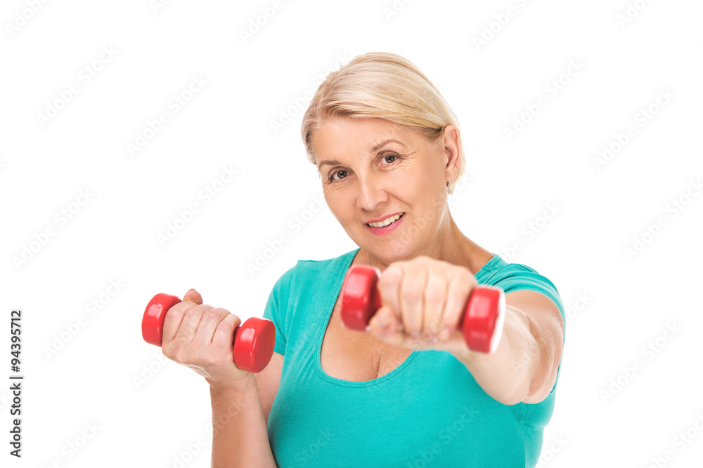 Concept for retired senior woman working out Concept for retired senior woman working out