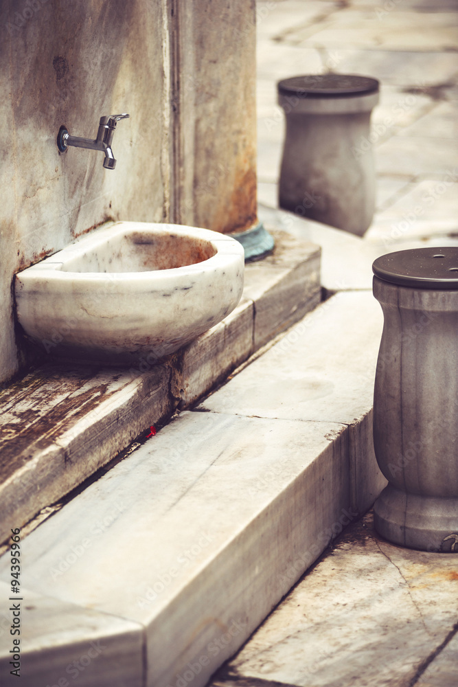 A place for washing the feet in a Mosque