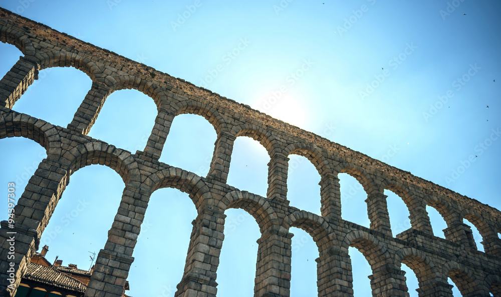 Fototapeta premium The famous ancient aqueduct in Segovia, Spain