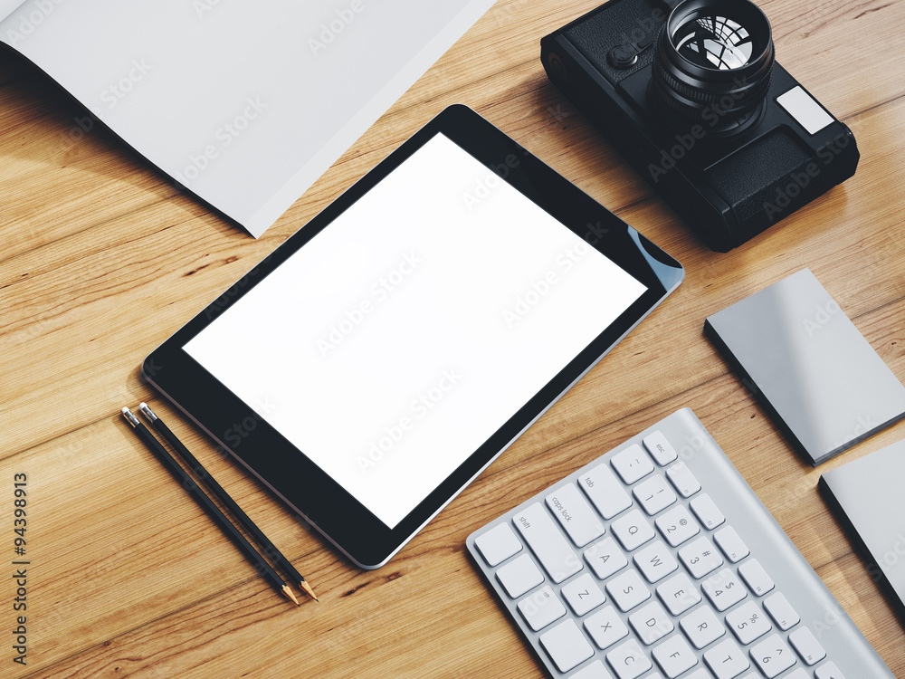 Set of classic business objects on the table. 3d render Set of classic business objects on the table. 3d render