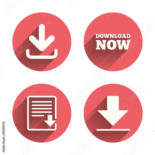 Download now signs. Upload file document icon.