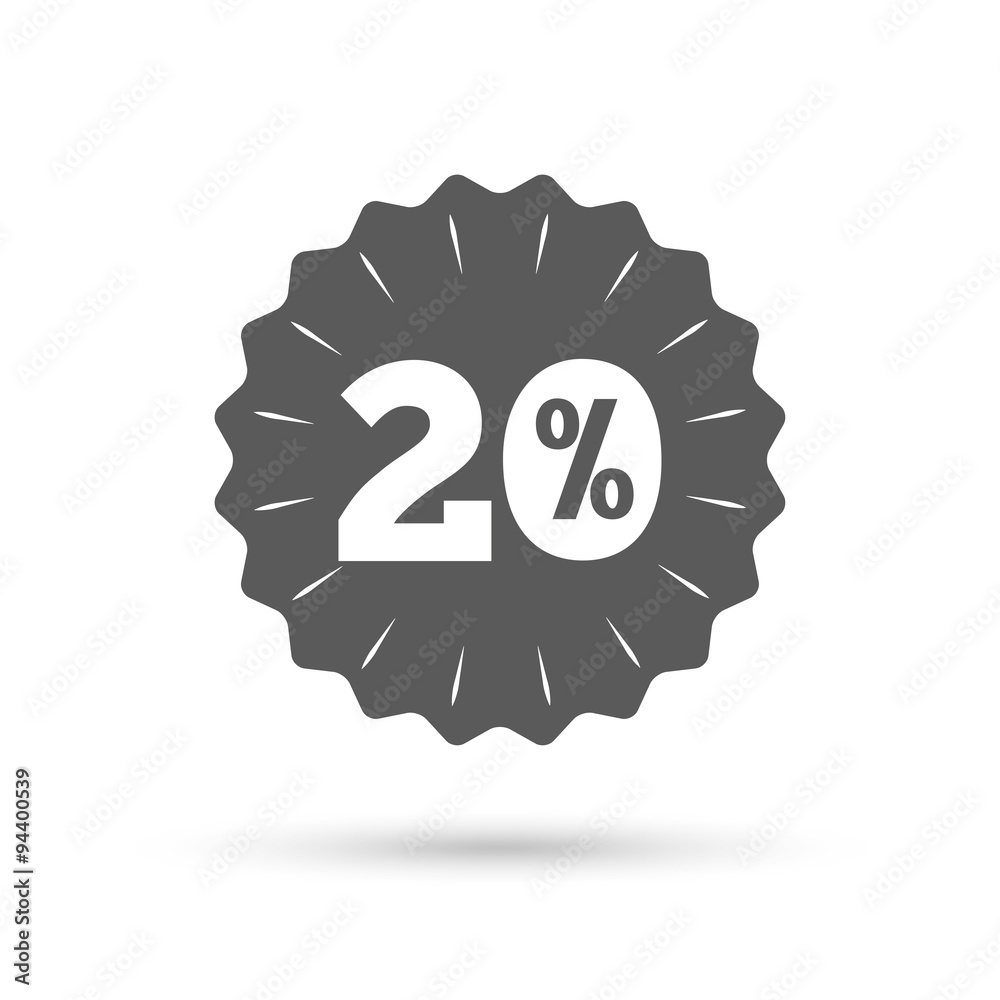 20 percent discount sign icon. Sale symbol.