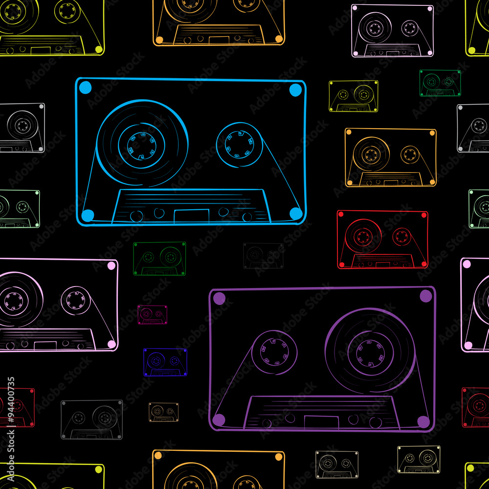 Contours of audio cassettes dark Contours of audio cassettes dark